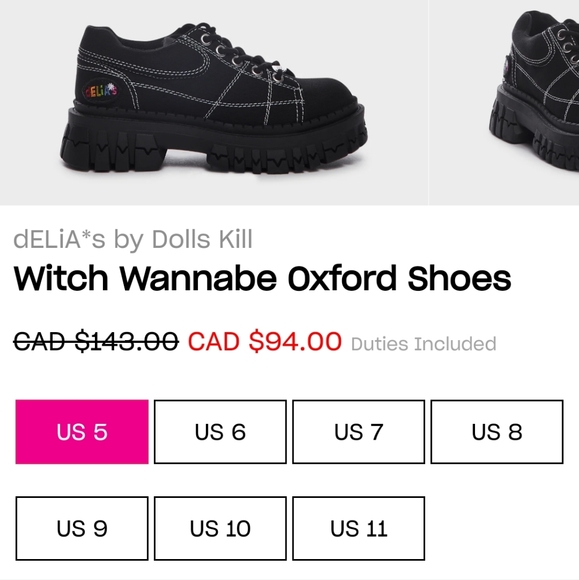 dELiA*s by Dolls Kill Witch Wannabe Oxford Shoes Lug Sole Platform VG US 5 - Picture 16 of 16